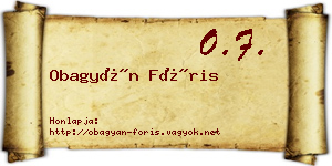 Obagyán Fóris névjegykártya